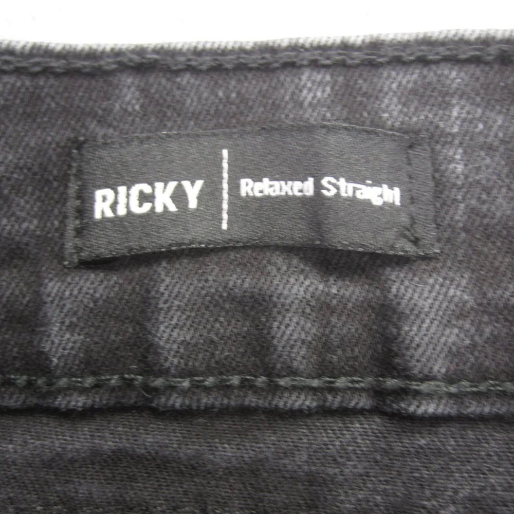 True Religion Ricky Relaxed Straight Shorts Mens 33 Black Denim Flap Pocket Cut‎